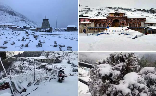 First snowfall of the season in Badrinath and Bharadisain
